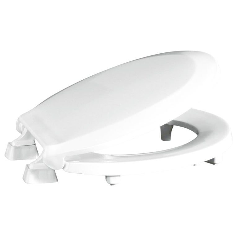 Centoco 2 inch Raised Toilet Seat for Seniors, Round, Closed Front with Cover, Plastic, Made in the USA, HL440STS-001, White
